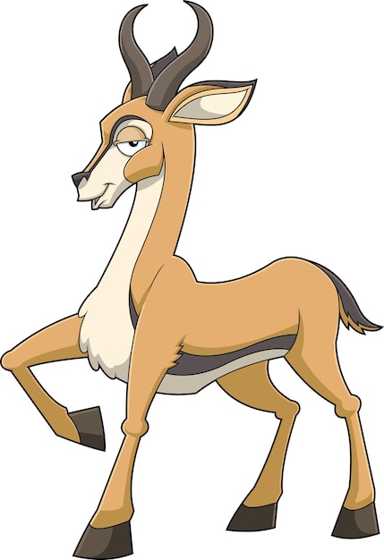 Vector springbok animal cartoon character vector hand drawn illustration