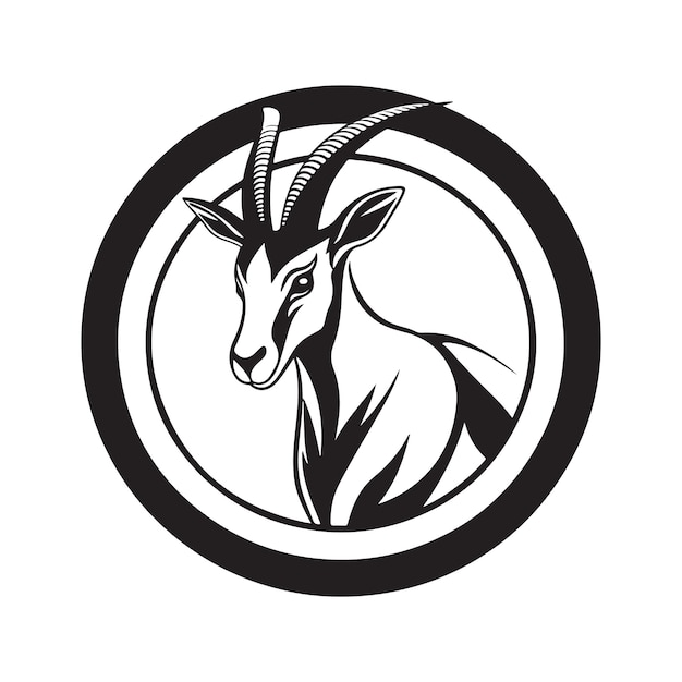 Вектор Талисман спрингбока винтажный логотип линии искусства концепция черно-белый цвет рисованной иллюстрации