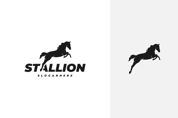 Springen rennen hengst paard silhouet logo ontwerp vector