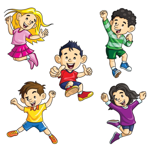 Springende kinderen cartoon