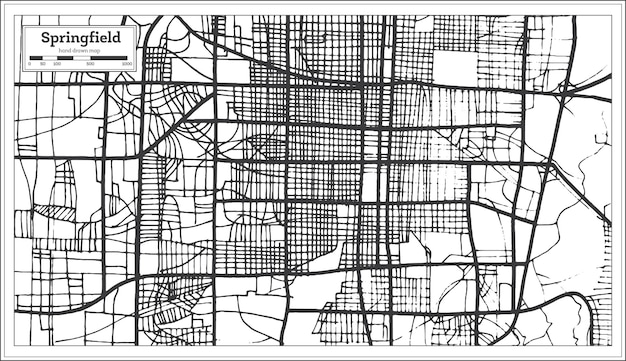 Vector springfield usa stadsplattegrond in retro stijl. overzicht kaart. vectorillustratie.