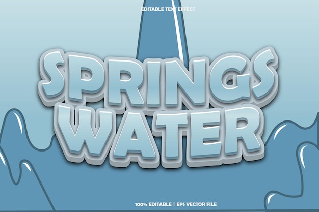 springs water text effect emboss cartoon style