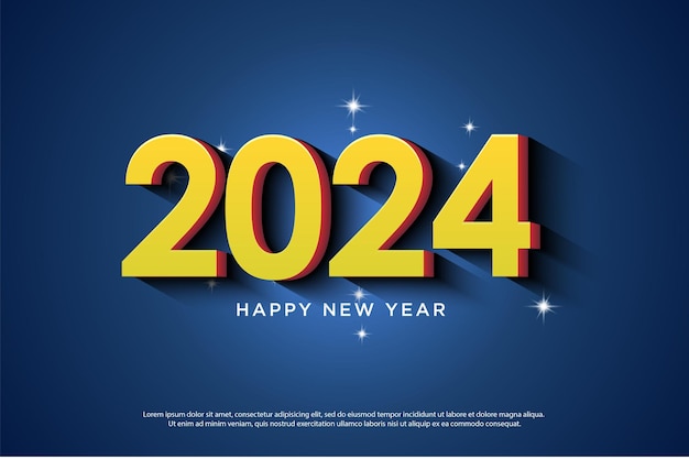 A sprinkling of shiny stars behind the new year numbers 2024