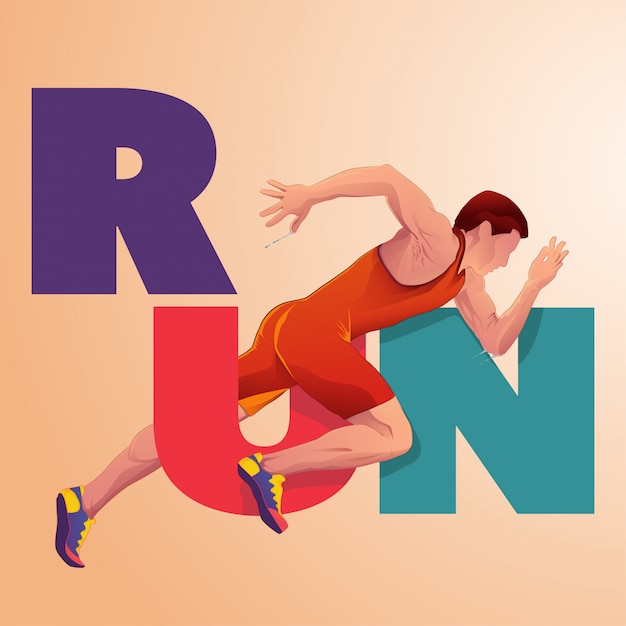 Illustrazione di poster atleta sprint