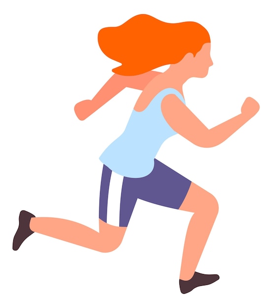 Sprinter girl. Woman running in sport race competition. Vector illustration