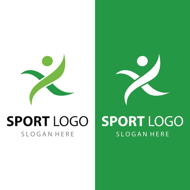 Design del logo sportivo sprinter per l'atletica in esecuzione campionato di club sportivi e fitness