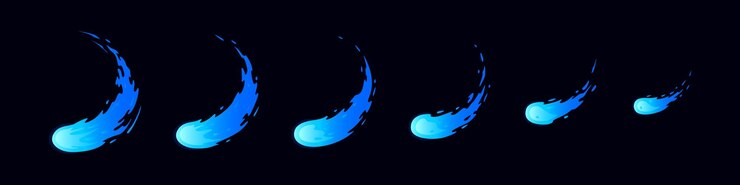Vector sprite blad vuur zwaard aanval vuur blauw staking cirkel vlam animatie voor een spel of tekenfilm vector