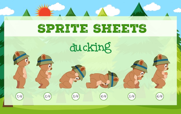 Sprite sheets bear ducking