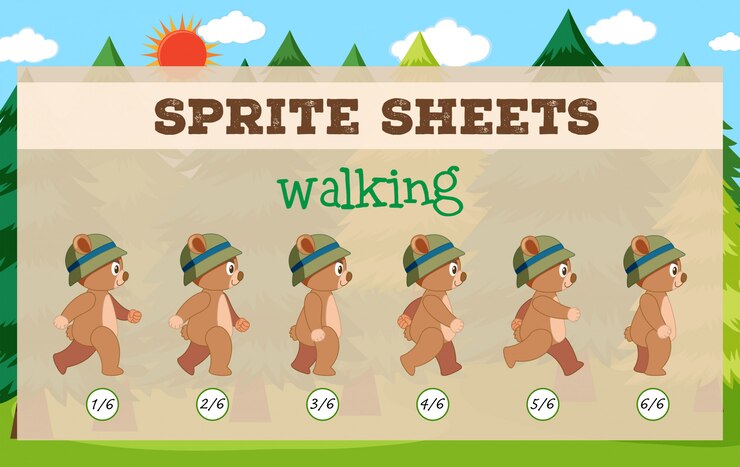 Vector sprite sheets walking game template