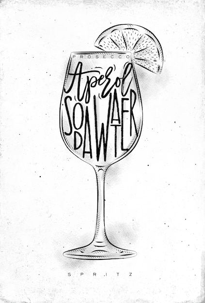 Vector spritz cocktail met belettering