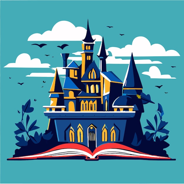 sprookje of kasteel open boek vector illustratie