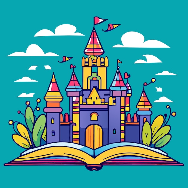 sprookje of kasteel open boek vector illustratie