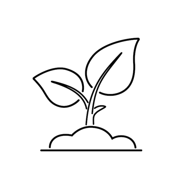 Sprout plant in de bodem met twee bladeren Lineart vector icon Seedling outline sign