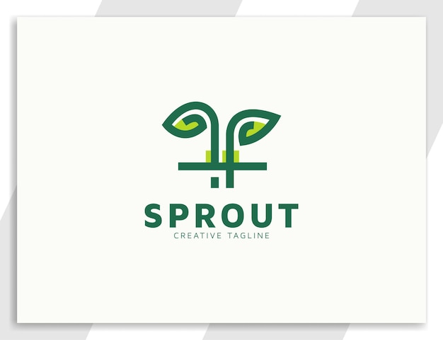 Sprout plant with leaves and root flat logo design