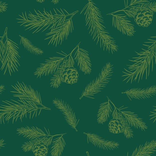 Spruce cones. seamless pattern design. vector sketch illustrations.