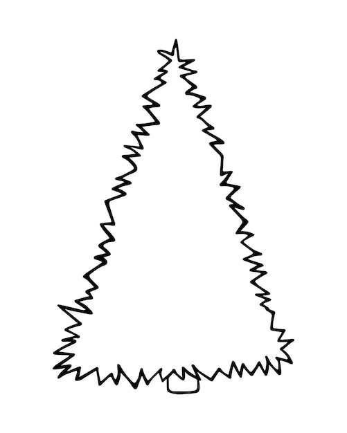 Spruce conifer nature holiday plant doodle linear cartoon