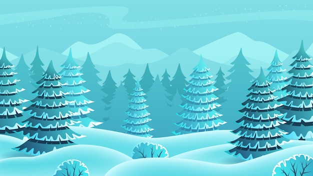 Spruce forest winter landscape