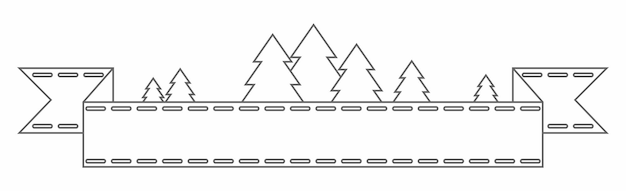 Spruce Tree and Banner of Camping Outdoor in Flat Style Vector Illustration