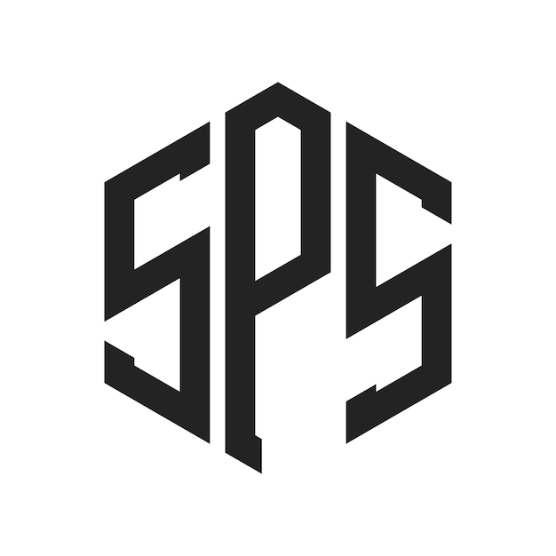 SPS 로고 디자인 초기 글자 SPS 모노그램 로고는 육각형 모양을 사용합니다.