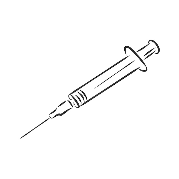 Vector spuit hand getrokken schets doodle pictogram. medische injectiespuit