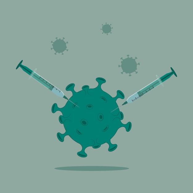 Spuit voor injectie van medische vaccinbehandeling stop het virus vectorillustratie