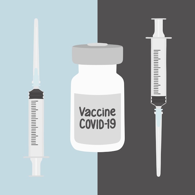 Spuitjes en vaccinflessen COVID19 vaccin Gezondheidszorg En Medisch concept