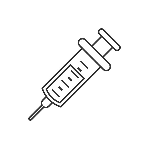 Vector spuitpictogram in vlakke stijl coronavirus vaccin injecteer vectorillustratie op geïsoleerde achtergrond covid19 vaccinatie teken bedrijfsconcept