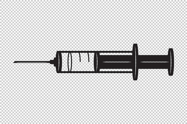 Spuitpictogram Medische gezondheid injectie Vaccin drug symbool Geneeskunde vector illustratie ontwerp