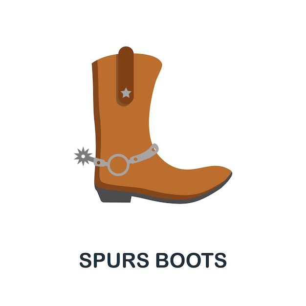 Icona piatta spurs boots colore semplice elemento della collezione wild west icona creative spurs boots per modelli di web design, infografiche e altro ancora