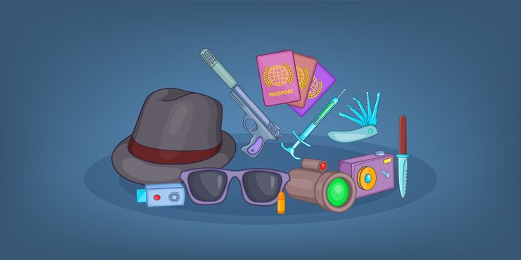 Vector spy horizontal background , cartoon style