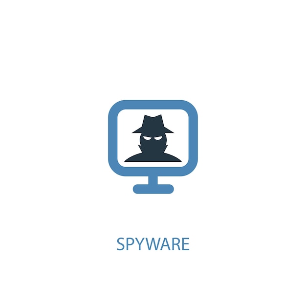 Spyware concept 2 gekleurd pictogram. Eenvoudige blauwe elementenillustratie. spyware concept symbool ontwerp. Kan worden gebruikt voor web- en mobiele UI/UX