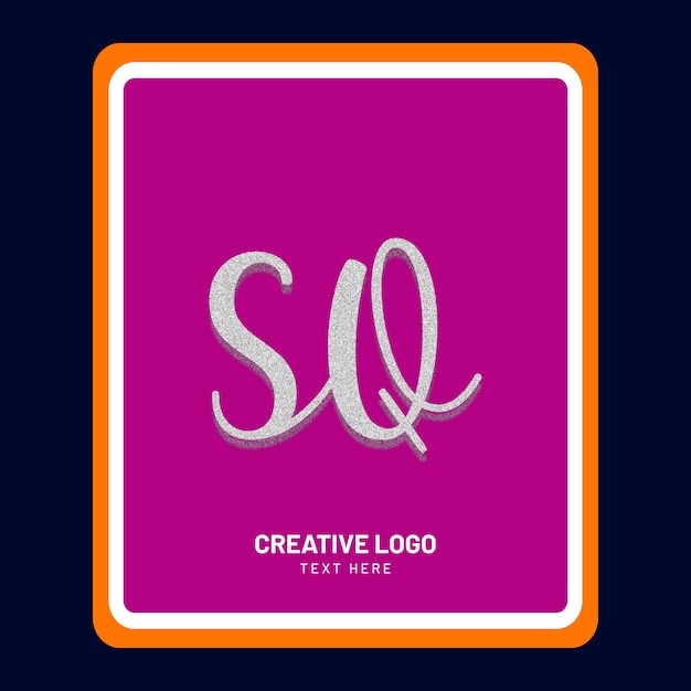 3d 스타일의 SQ 문자 크리에이티브 로고 디자인