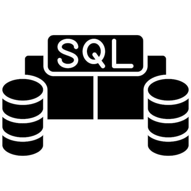 Sql databases glyph solid black illustratie