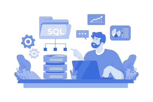 Premium Vector | Sql developer developer illustration concept on a ...