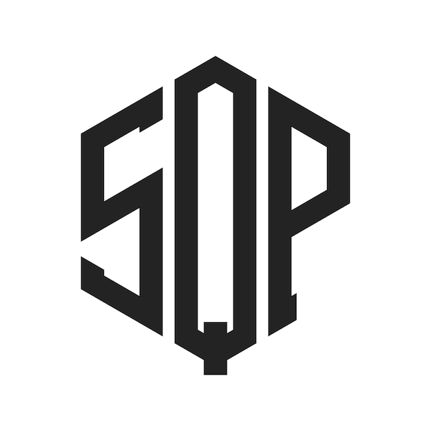 SQP 로고 디자인 초기 글자 SQP 모노그램 로고는 육각형 모양을 사용합니다.
