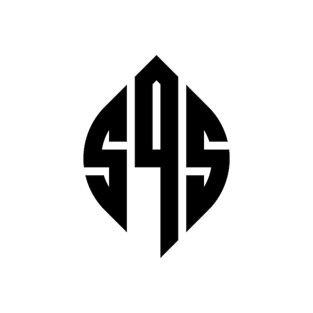 SQS 円の形状のロゴデザイン: 円とエリプスの形状の SQS エリプス文字 タイポグラフィックスタイルの3つのイニシャルが円のロゴを形成します SQS サークルエンブレム アブストラクト モノグラム 文字マーク ベクトル