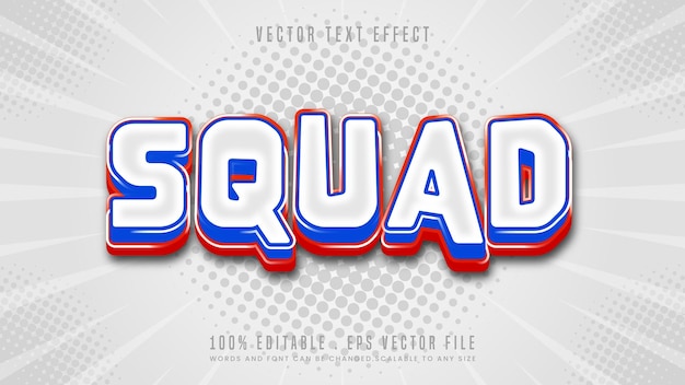 Squad 3d editable text effect font style