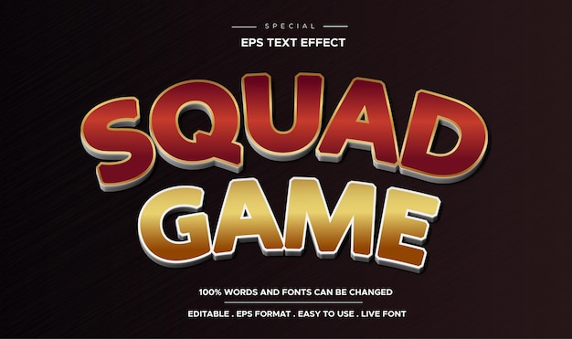 Squad game text effect. editable font style