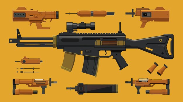 Squad Machine Gun vector graphics illustration EPS source file format lossless scaling icon design