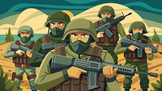 Squad Machine Gun vector graphics illustration EPS source file format lossless scaling icon design