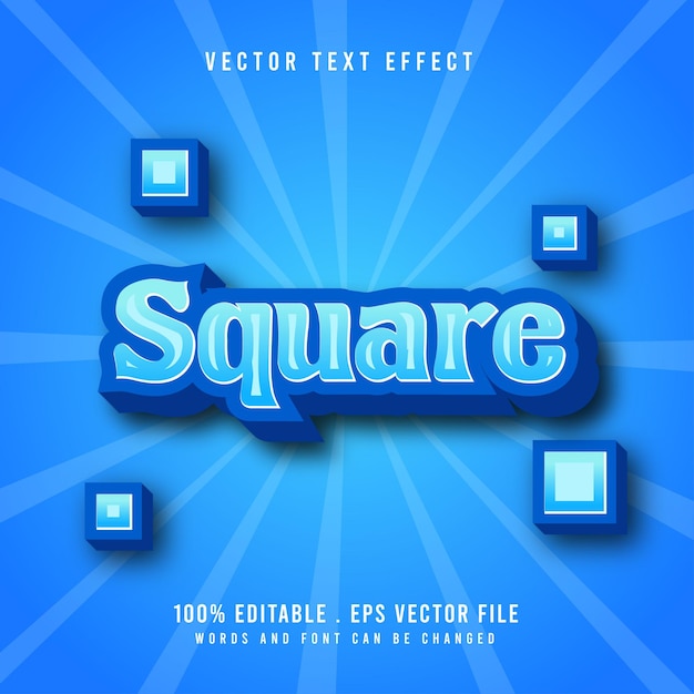 Vector square 3d editable text effect font style