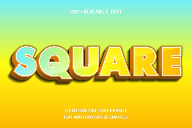 Square,3d editable text effect modern shadow style