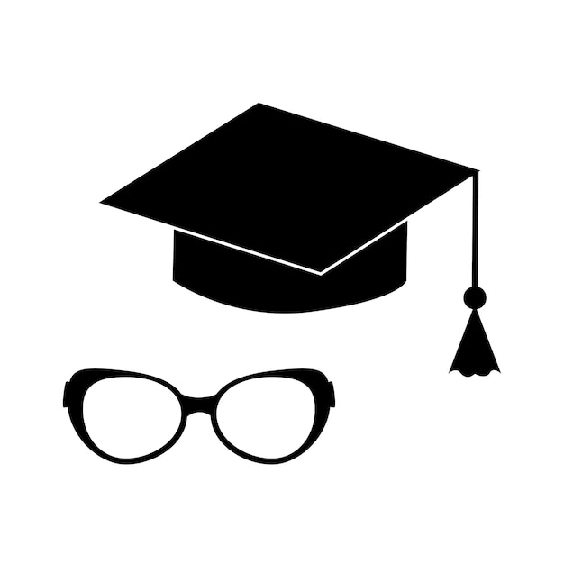 Square academic cap with glasses , oxford cap vector abstract image