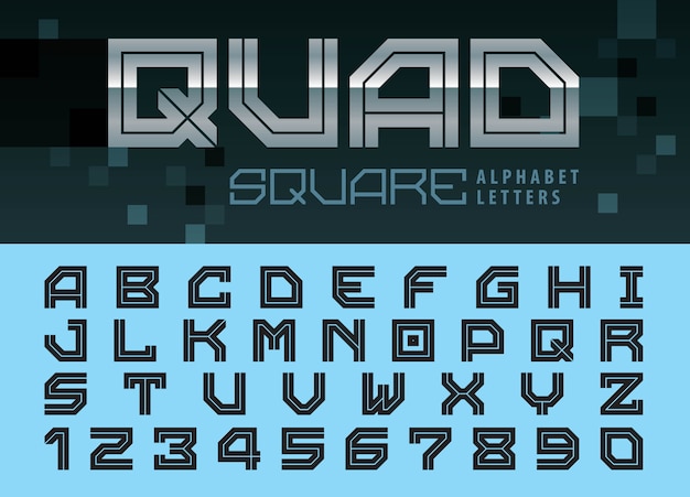 Vector square alphabet letters and numbers