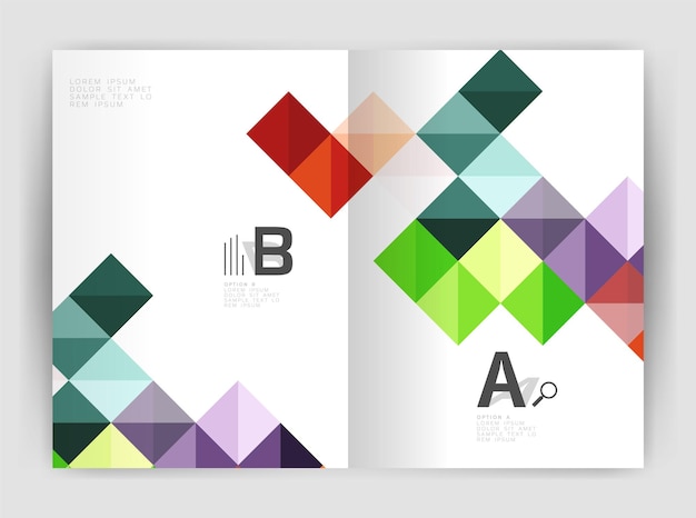 Square annual report brochure a4 print template with sample option text infographics