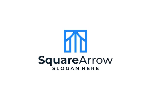 Square arrow traditional home logo design shape