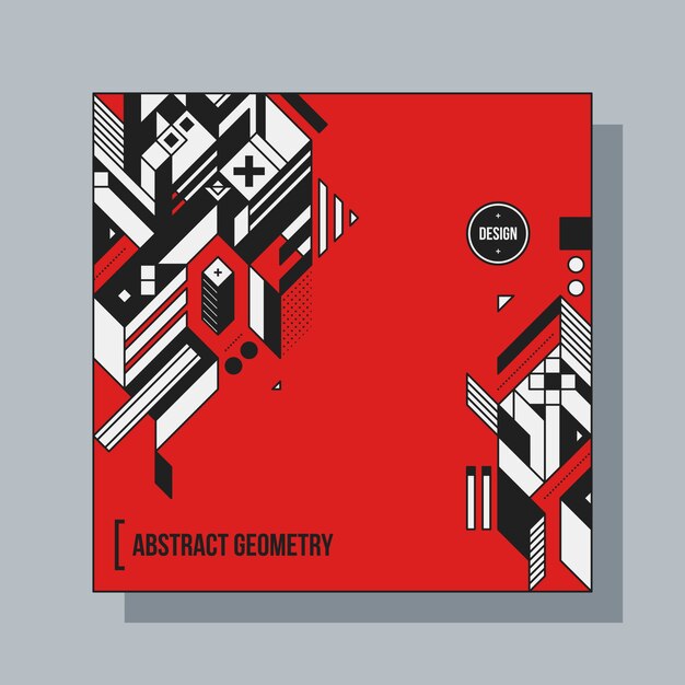 Square background design template with abstract geometric elements. useful for cd covers, advertising and posters.