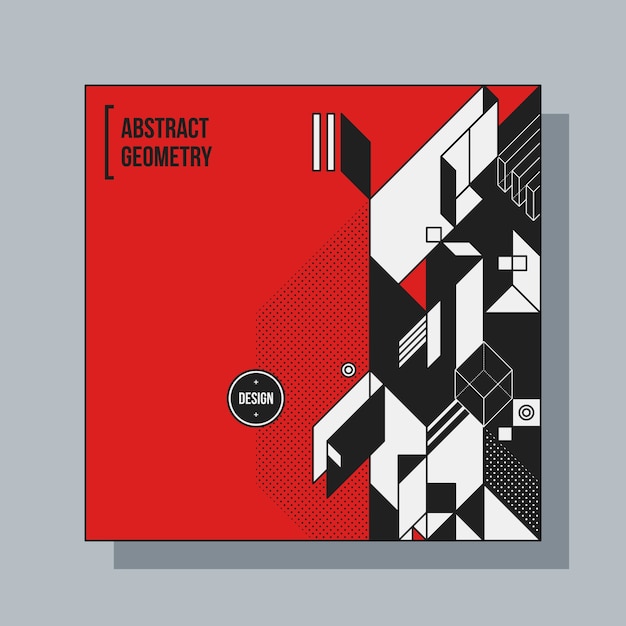 Modello di design di sfondo quadrato con elementi geometrici astratti. utile per copertine cd, pubblicità e poster.