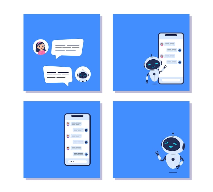 Vector chatbot 개념과 텍스트 복사 공간을 가진 사각형 배경 터 배너 ai 커뮤니케이션
