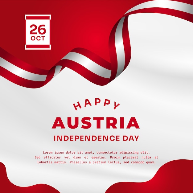 Square Banner illustration of Austria independence day celebration Waving flag and hands clenched Vector illustration